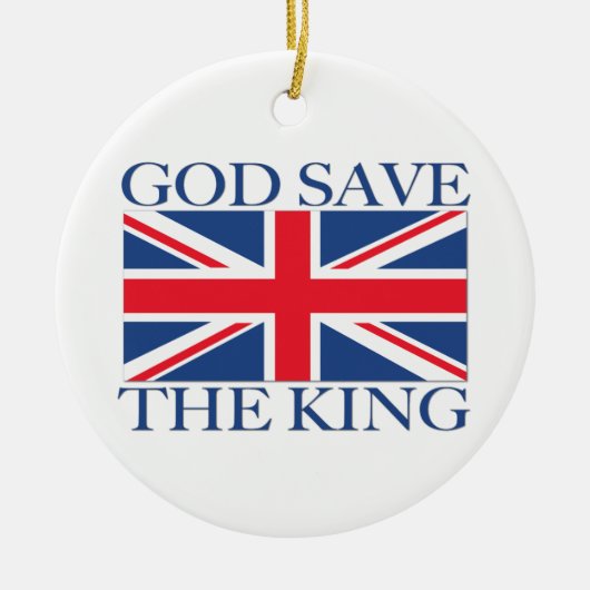 God redt de koning met Union Jack Keramisch Ornament (Voorkant)