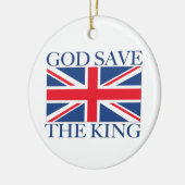 God redt de koning met Union Jack Keramisch Ornament (Links)