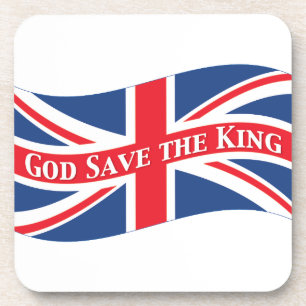 God redt de koning met Union Jack Onderzetter