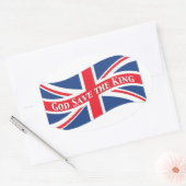 God redt de koning met Union Jack Ovale Sticker (Envelop)