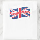 God redt de koning met Union Jack Ovale Sticker (Tas)