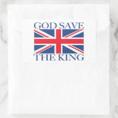 God redt de koning met Union Jack Rechthoekige Sticker (Tas)