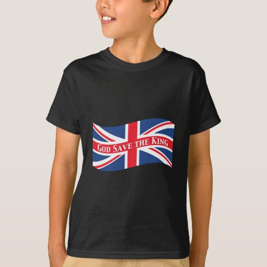 God redt de koning met Union Jack T-shirt (Voorkant)