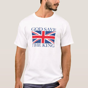 God redt de koning met Union Jack T-shirt