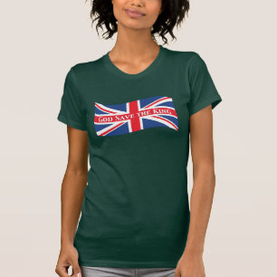 God redt de koning met Union Jack T-shirt