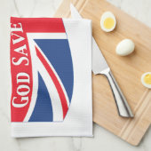 God redt de koning met Union Jack Theedoek (Quarter Fold)
