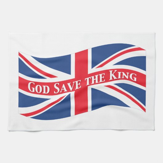 God redt de koning met Union Jack Theedoek (Horizontaal)