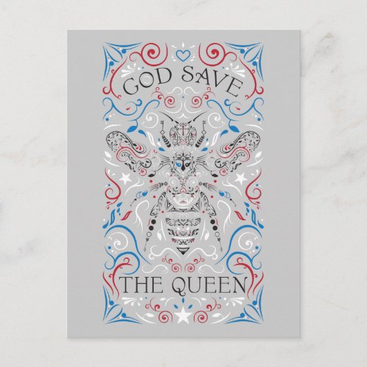 god redt de koningin briefkaart (Voorkant)