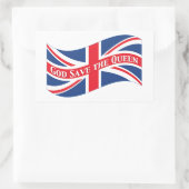 God redt de koningin met de unifar rechthoekige sticker (Tas)