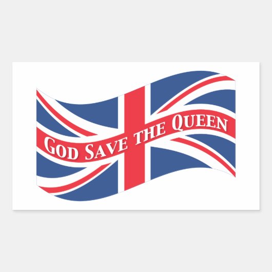 God redt de koningin met de unifar rechthoekige sticker (Voorkant)