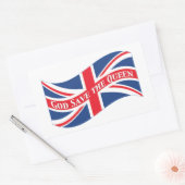 God redt de koningin met de unifar rechthoekige sticker (Envelop)