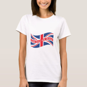 God redt de koningin met de unifar t-shirt