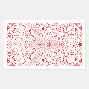 god redt de koningin rechthoekige sticker