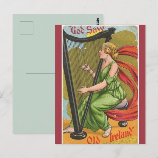 god redt oude Ierse harpist Briefkaart (Voorkant / Achterkant)