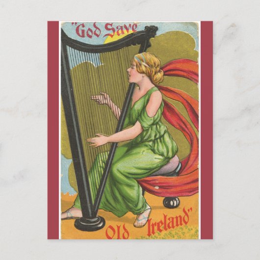 god redt oude Ierse harpist Briefkaart (Voorkant)