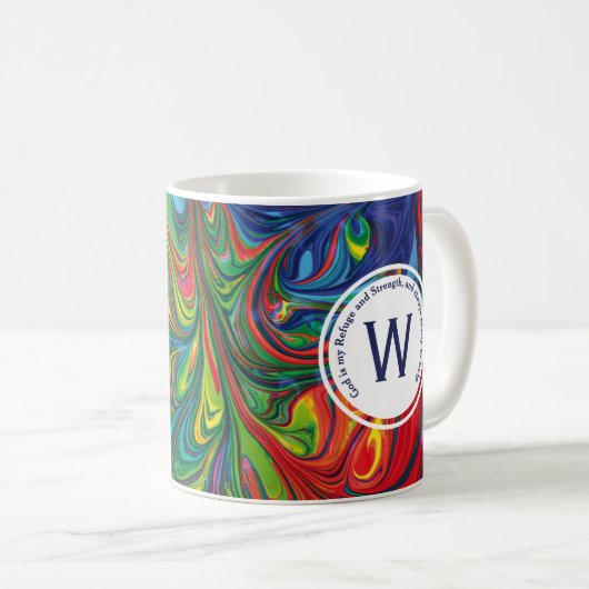 GOD REFUGE STERKTE Abstract Monogram Aangepaste BL Koffiemok (Voorkant rechts)