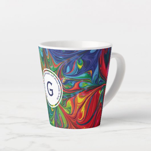 GOD REFUGE STERKTE Abstract Monogram Aangepaste BL Latte Mok (Rechterhoek)