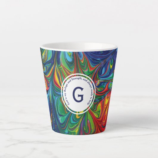 GOD REFUGE STERKTE Abstract Monogram Aangepaste BL Latte Mok (Voorkant)