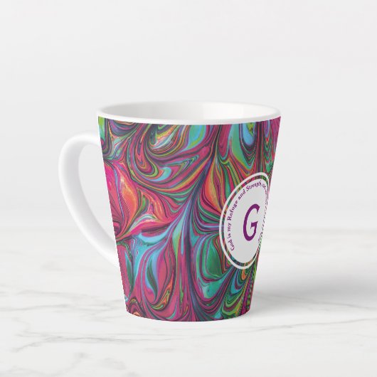 GOD REFUGE STERKTE Abstract Monogram Aangepaste PI Latte Mok (Linkerhoek)