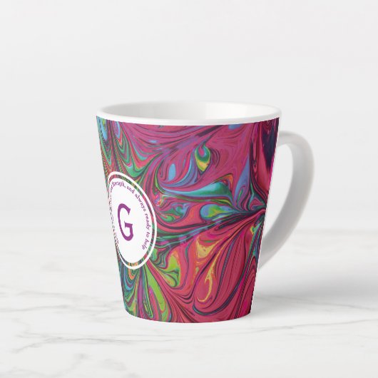 GOD REFUGE STERKTE Abstract Monogram Aangepaste PI Latte Mok (Rechterhoek)