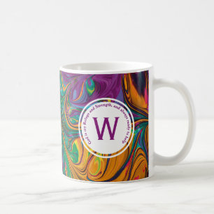 GOD REFUGE STERKTE Abstract Monogram PAARS Koffiemok