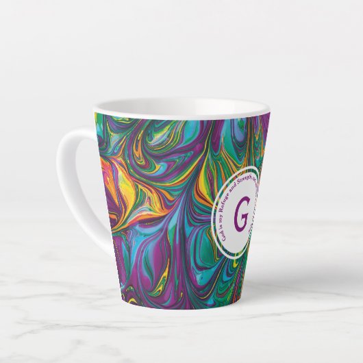 GOD REFUGE STERKTE Abstract Monogram PAARS Latte Mok (Linkerhoek)