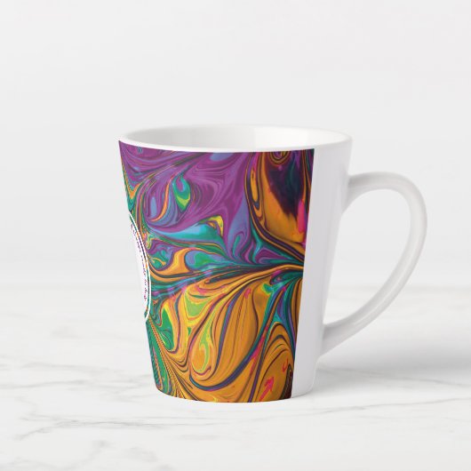 GOD REFUGE STERKTE Abstract Monogram PAARS Latte Mok (Rechts)