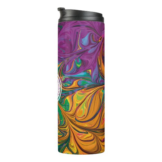 GOD REFUGE STERKTE Abstract Monogram PAARS Thermosbeker (Geroteerd rechts)