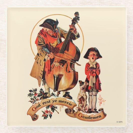 God Rest Ye Merrie Gentlemen Glazen Onderzetter (Voorkant)