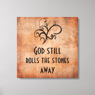 God rolt nog steeds de stenen weg Inspirerend Canvas Afdruk