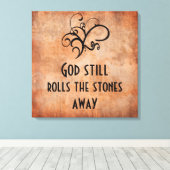 God rolt nog steeds de stenen weg Inspirerend Canvas Afdruk (Insitu (Houten vloer))