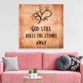 God rolt nog steeds de stenen weg Inspirerend Canvas Afdruk (Insitu (Woonkamer))