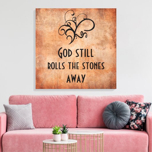God rolt nog steeds de stenen weg Inspirerend Canvas Afdruk (Insitu (Woonkamer))