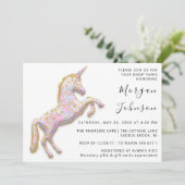 God roze Unicorn Horse White Birthday Baby shower Kaart (Staand voorkant)