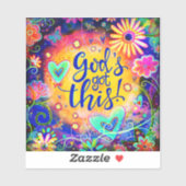 God’s Got deze bloemrijke kleurrijke inspirativite Sticker (Vel)