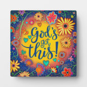 God’s Got Deze Inspirerend Bloemen  Plaque Fotoplaat (Voorkant)