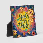 God’s Got Deze Inspirerend Bloemen  Plaque Fotoplaat (Voorkant)