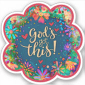 God’s Got Deze Leuke Floral Inspirivity Sticker (Voorkant)