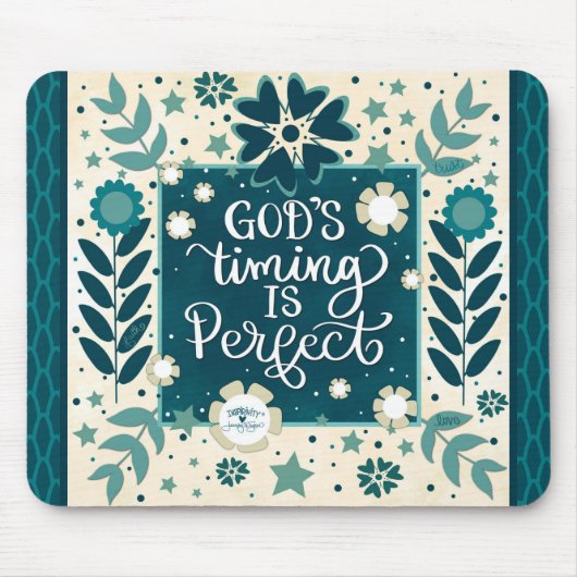 God’s Timing Inspirerende Bloemen Quote Muismat (Voorkant)