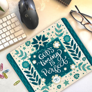 God’s Timing Inspirerende Bloemen Quote Muismat