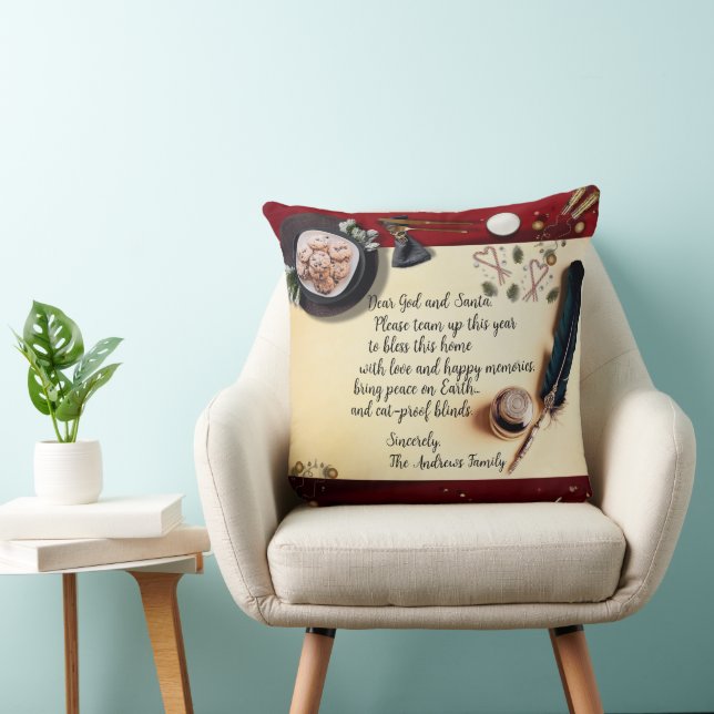 God Santa Note Quill Peace Kattenbestendige jaloez Kussen (Stoel)