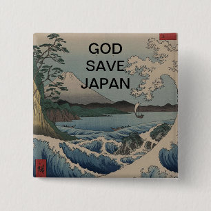 GOD SAVE JAPAN VIERKANTE BUTTON 5,1 CM