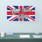"God Save the King" op de vlag van de Britse Union Spandoek (Beurs)