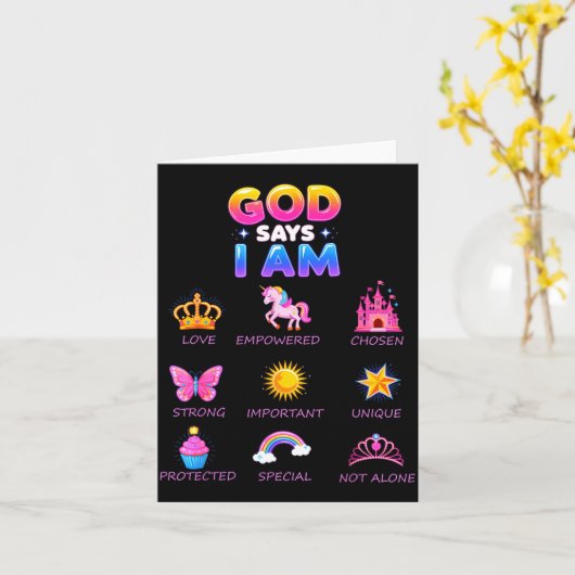 God Say I Am Princess Cute Jesus Teen Girl Toddler Kaart (Gele Bloem)