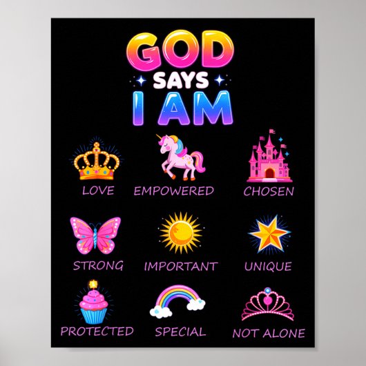 God Say I Am Princess Cute Jesus Teen Girl Toddler Poster (Voorkant)