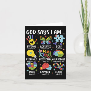 God Says I Am Be Kind Autism Awareness Sped Women Kaart