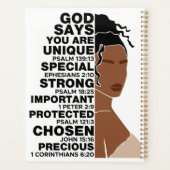 God Says I Am Beautiful Black Queen Melanin Woman Planner (Achterkant)