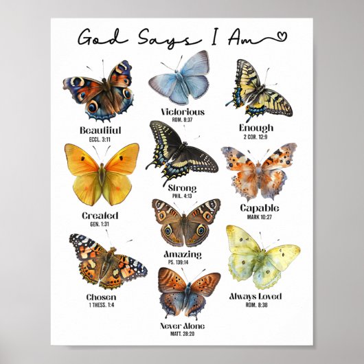 God Says I Am Bible Verse Religious Christian Butt Poster (Voorkant)