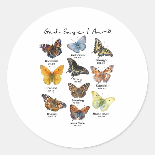 God Says I Am Bible Verse Religious Christian Butt Ronde Sticker (Voorkant)