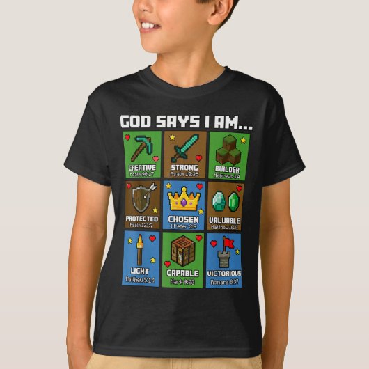 God Says I Am Bible Verses Xel Art Christian Gamer T-shirt (Voorkant)